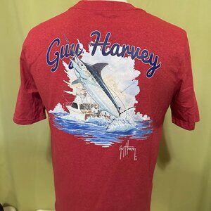 Guy Harvey Swordfish Fishing 2021 Men's Red T Shirt Small